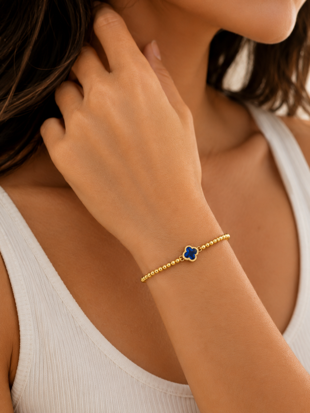 Pulsera Dorada con Corazón Verde | Acero Inoxidable