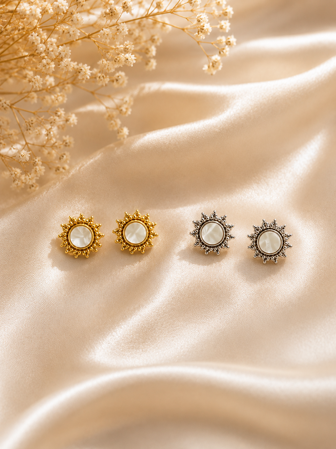 Aretes de Sol con Nácar | Acero Inoxidable
