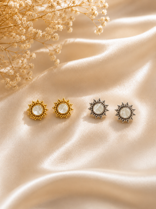 Aretes de Sol con Nácar | Acero Inoxidable