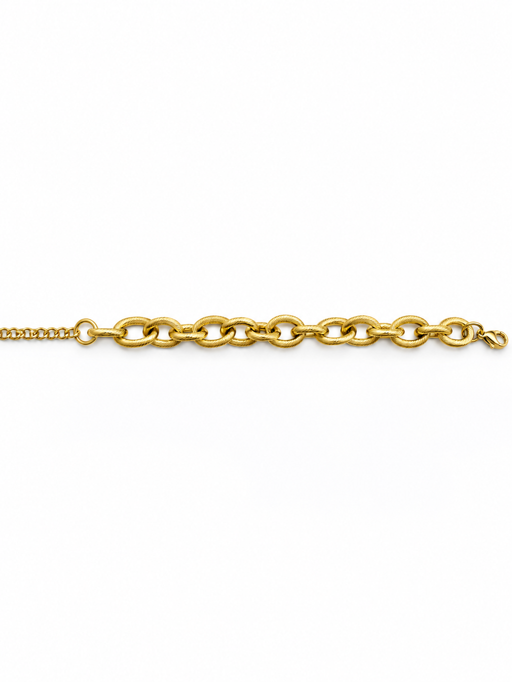 Elegante pulsera de eslabones color oro, acero inoxidable