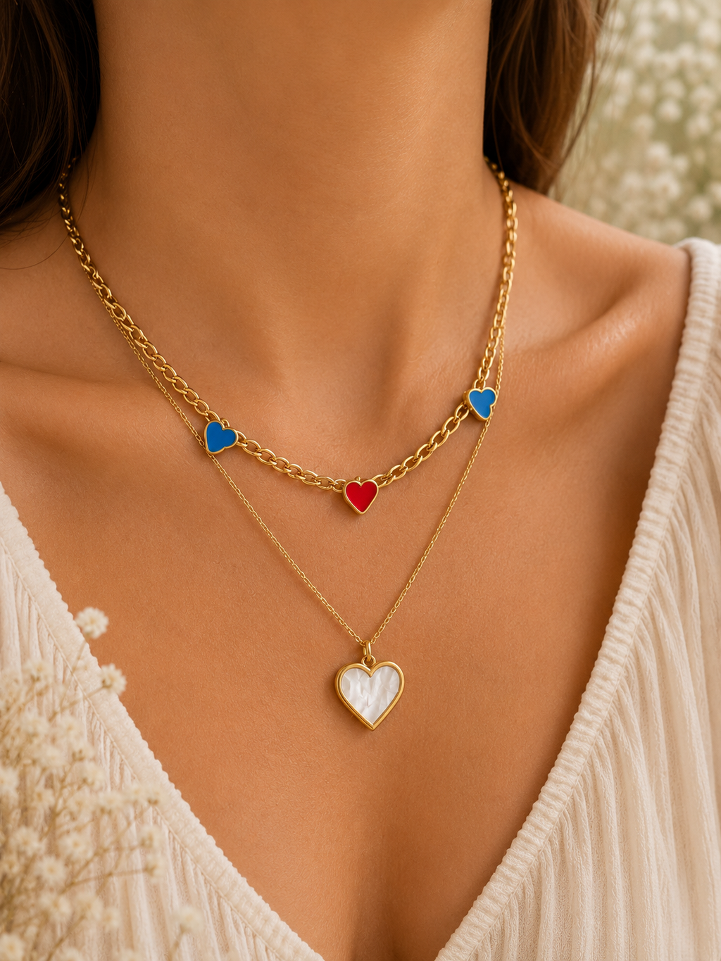 Set de collar y aretes de corazón