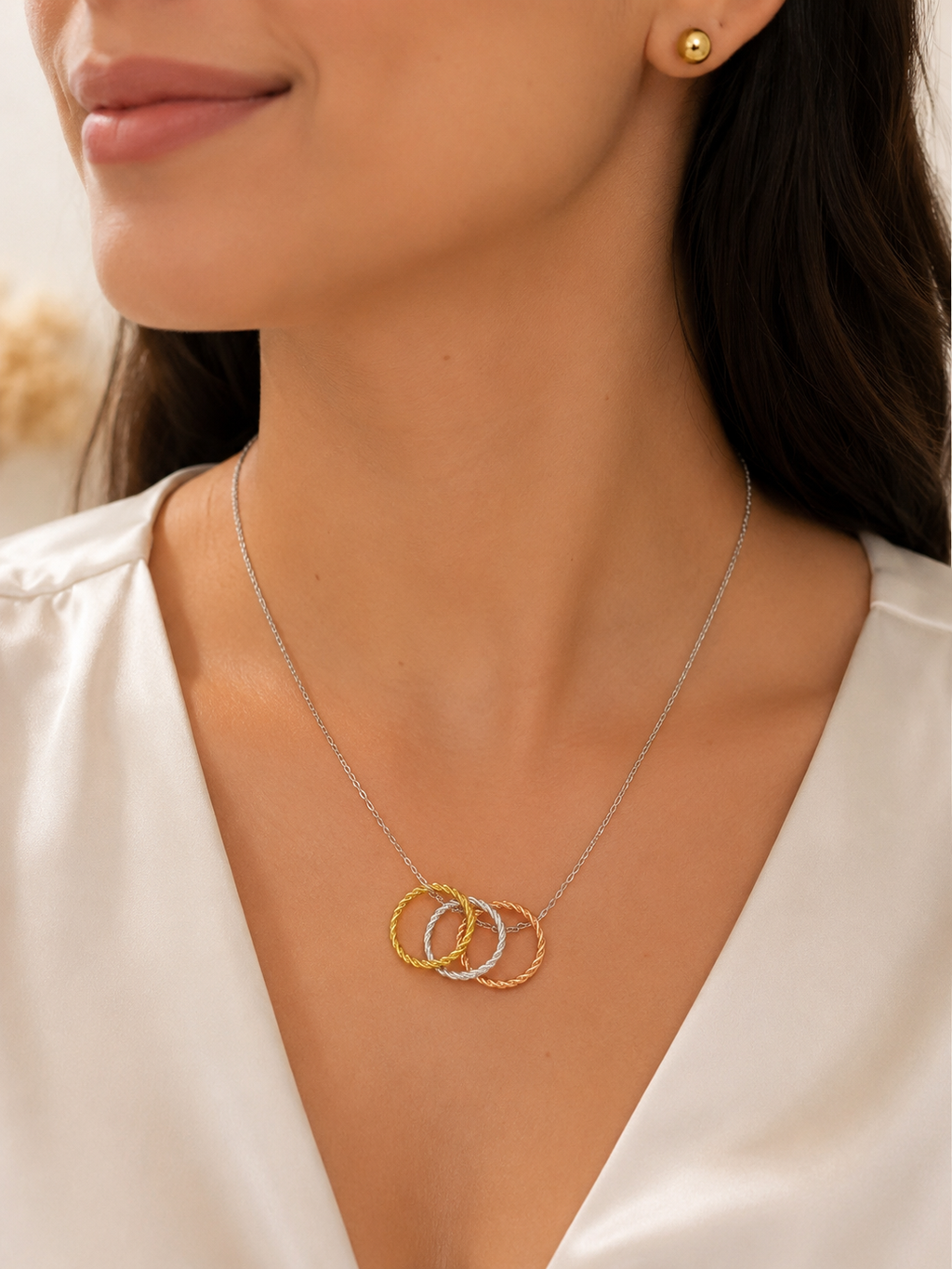 Set de Collar y Aretes Bicolor | Dorado y Plateado